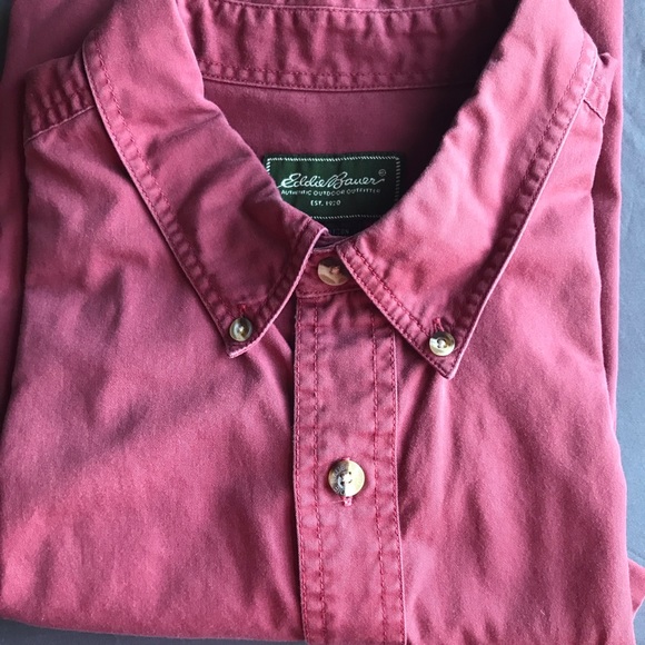 Eddie Bauer Red Short Sleeve Button-Down Shirt - Picture 8 of 13